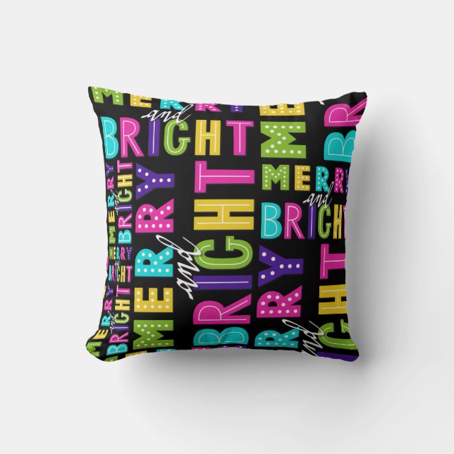 Coussin Neon Merry et Bright (Recto)