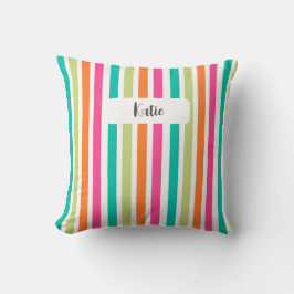Coussin Neon rainbow rayures amusant rétro