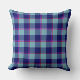 Coussin Neptune and Gulf Blue Plaid