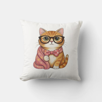 Coussin Nerdy Orange Cat Bow Tie Tee