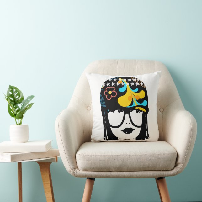 Coussin Nerdy Roaring 20's Portrait Flapper Girl (Chaise)