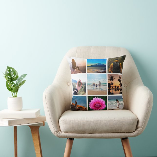 Coussin Neuf Photo Collage Personnalisé Photos Lancer Orei (Chaise)