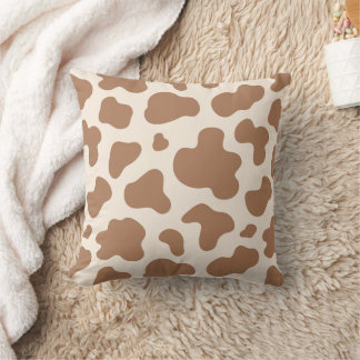 Coussin Neutral Boho Cow Print Western Cowboy Beige Brown