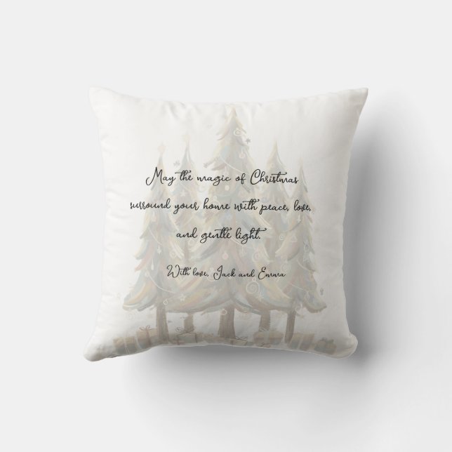 Coussin Neutral White Christmas Trees Cream Holiday (Verso)