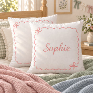 Coussin neutre à arcatures personnalisé avec un nœ