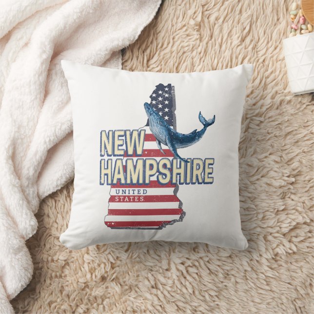 Coussin New Hampshire États-Unis Retro State Map (Couverture)