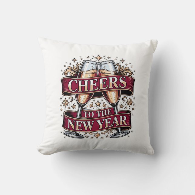 Coussin New Year's Champagne T-Shirt, Premium Ornate Toast (Recto)