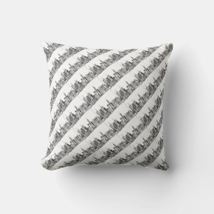Coussin New York City aquarelle noir moderne NYC