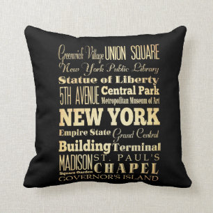 Coussin New York City d'art de typographie de l'état de