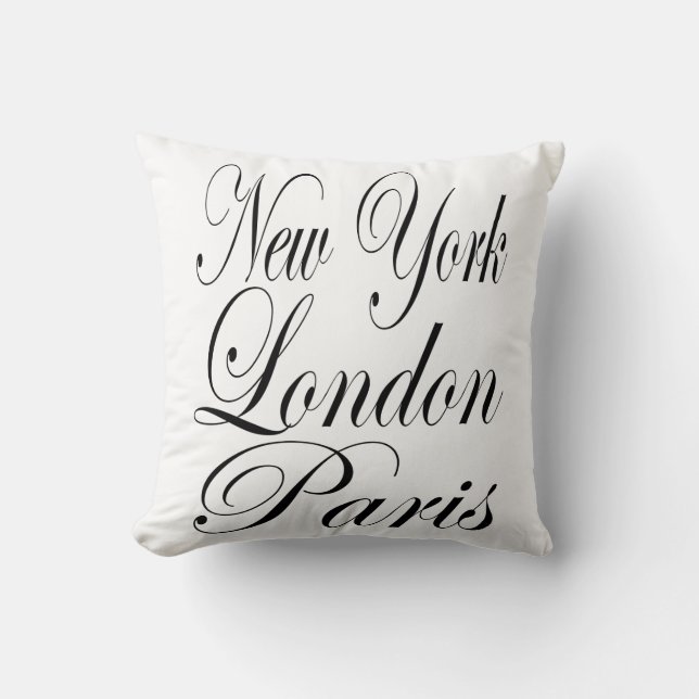 Coussin New York Londres Paris - Typographie Slogan (Recto)