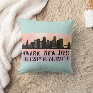 Coussin Newark NJ City Skyline Latitude et Longitude