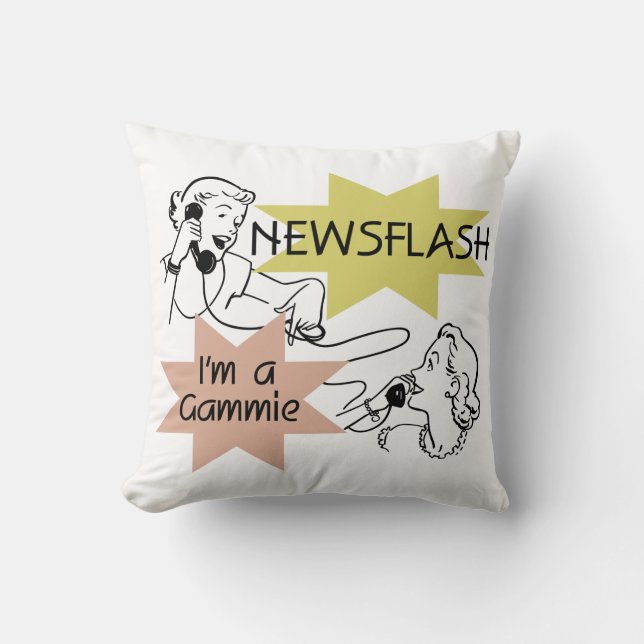 Coussin Newsflash Je suis un cadeau Gammie (Recto)