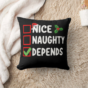 Coussin Nice Naughty Dépend Noël Liste de vacances