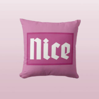 Coussin Nice Pink Box Typography Throw Pillow