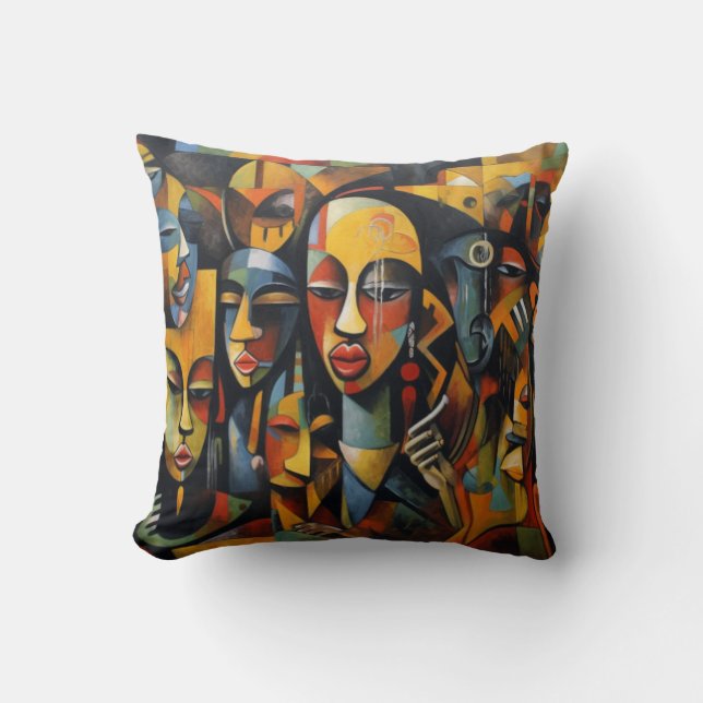 Coussin Nigeria, Art Abstrait, Art Africain (Recto)