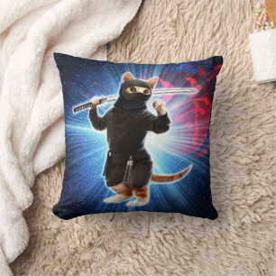 Coussin Ninja Chat dans l'espace.