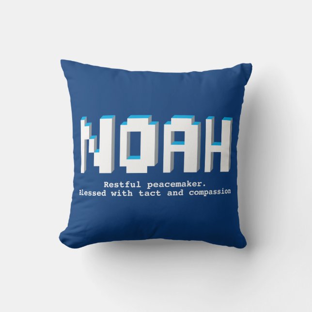 Coussin Noah garçons nom signifiant pixels bleus jeux de t (Recto)