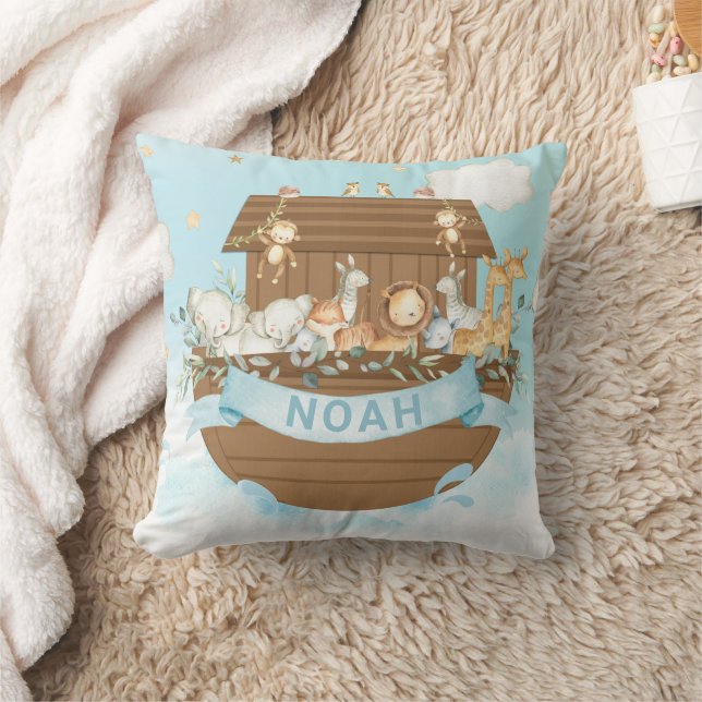 Coussin Noah's Ark Cute Animaux Garçon Nursery Sky Blue (Couverture)