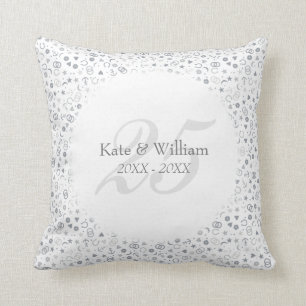 Coussin Noces d'argent 25 ans de mariage Confetti