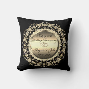 Coussin Noces de diamants noires et or 50e anniversaire de