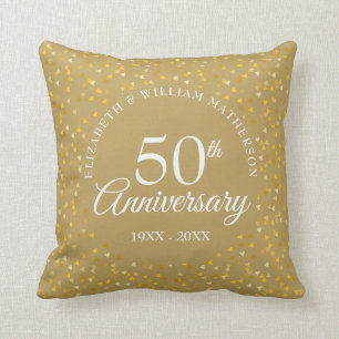 Coussin Noces d'Or 50e Anniversaire de Mariage Cœurs d'Amo