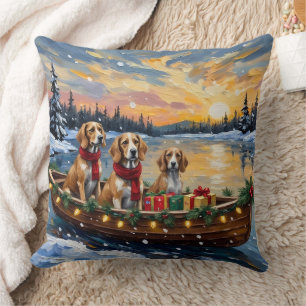 Coussin Noël Afghan Hound Bateau Vacances