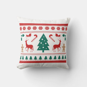 Coussin Noël Arrive, Noël, Arbre, Rennes
