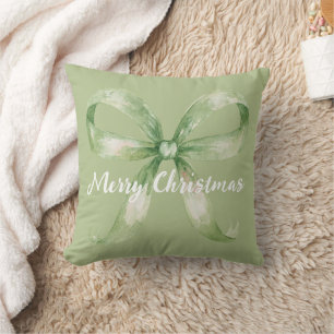 Coussin Noël au ruban vert avocat