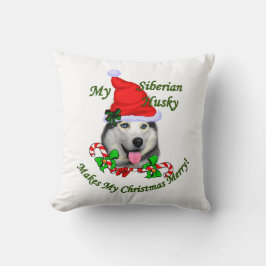 Coussin Noël avec Husky Sibérien