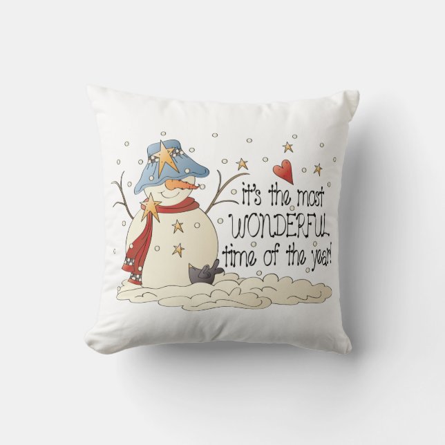 Coussin Noël bonhomme de neige Pays Vacances jeter l'oreil (Recto)