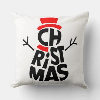 Coussin Noël Bonhomme de Neige Word Art