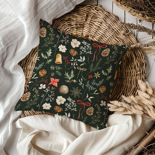 Coussin Noël botanique d'hiver