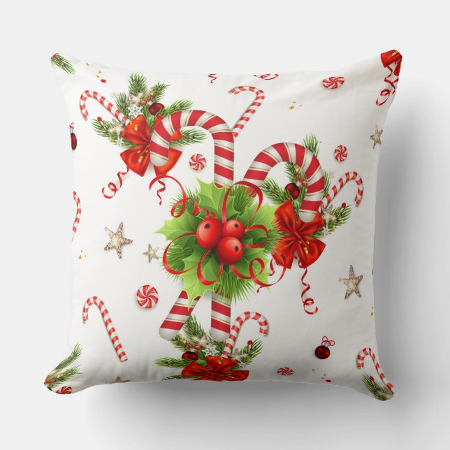 Coussin Noël Canne à Sucre (Recto)