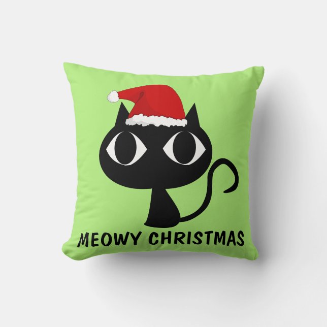 Coussin NOËL CAT drôle coussins, MEOWY NOËL (Recto)