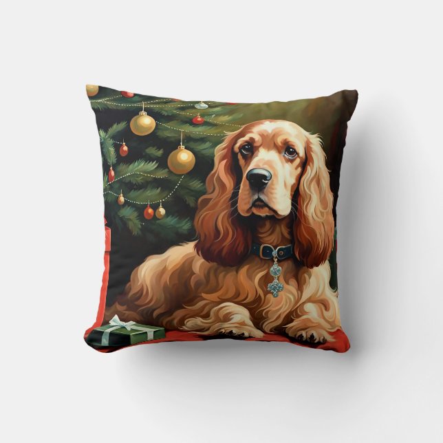 Coussin Noël Cocker Spaniel (Recto)