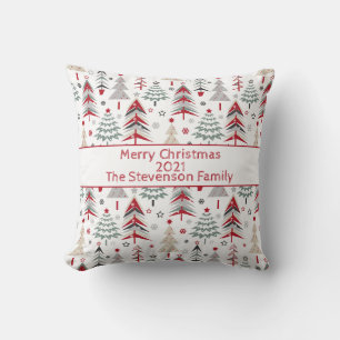 Coussin Noël, coloré, arbre de Noël, rouge, vert