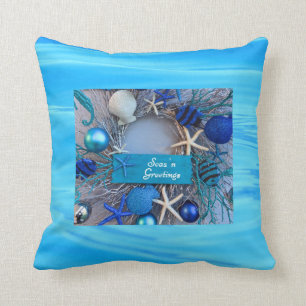 Coussin Noël côtier tropical de vacances de coquillage