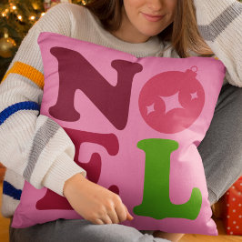 Coussin Noel Cute Festive Retro Christmas Pink Green