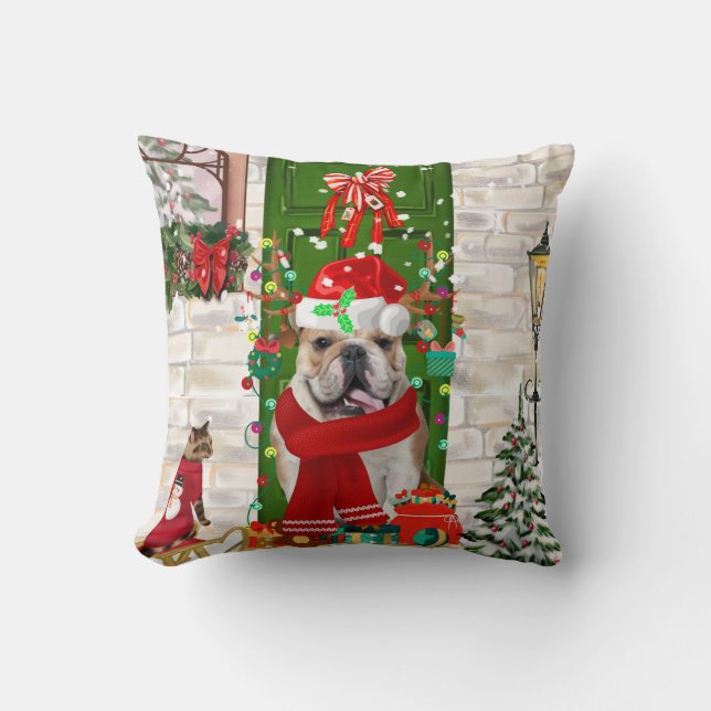 Coussin Noël de Bulldog anglais (Recto)
