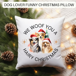 Coussin Noël de chien drôle