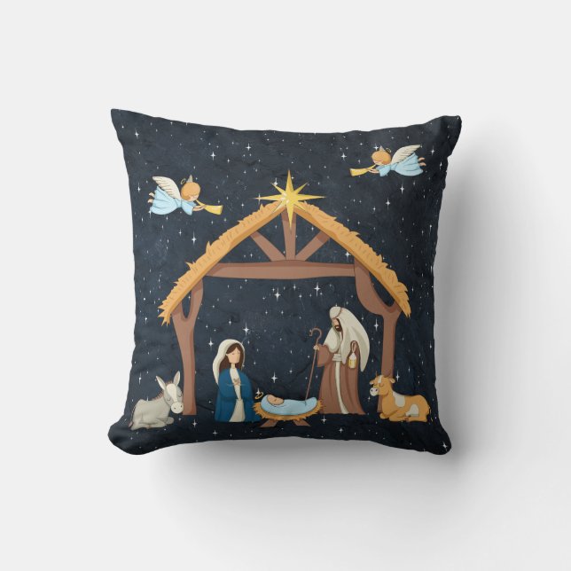 Coussin Noël de la Nativité mignonne (Recto)