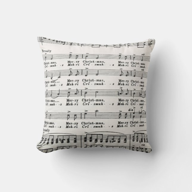 Coussin Noël de musique de feuille de chanson de Noël (Recto)