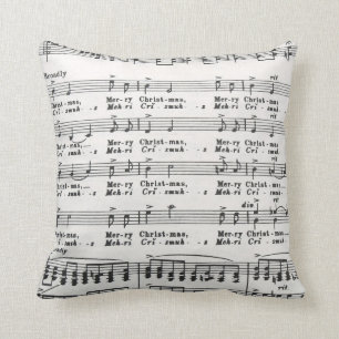 Coussin Noël de musique de feuille de chanson de Noël