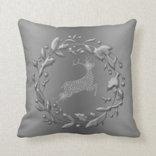 Coussin Noël de renne et de guirlande d'étain