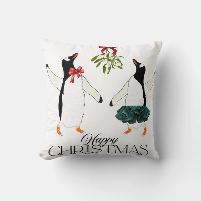 Coussin Noël des pingouins dansants (Recto)