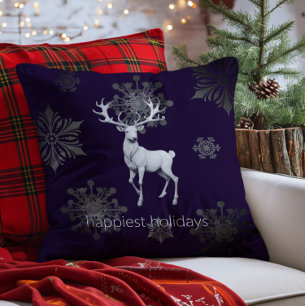 Coussin Noël des rennes d'ivoire Pourpre