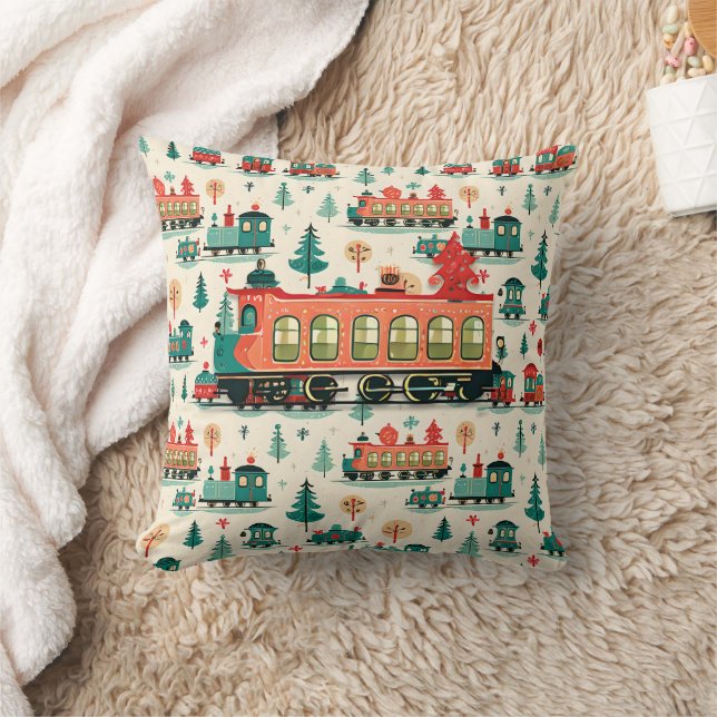 Coussin Noël des trains vintages (Couverture)
