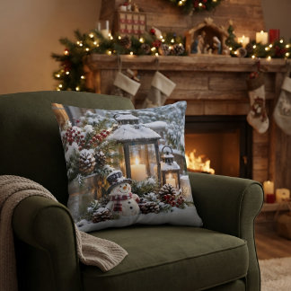 Coussin Noël d'hiver enneigé