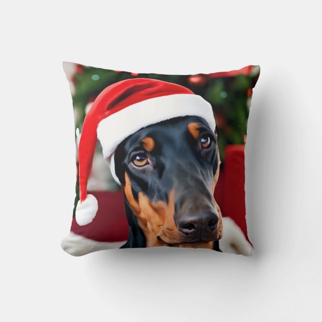 Coussin Noël Doberman (Recto)
