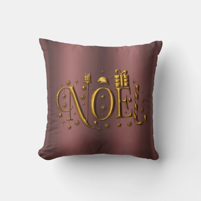Coussin Noel d'or rose Noël contemporain (Recto)